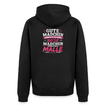 Mallorca Party Spruch Malle Damen Outfit Humor - Unisex Premium Bio Zip Hoodie - Schwarz - Hinten - Nico (187cm)