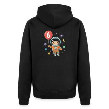 Ballon 6 Geburtstag sechster Geburtstagsgeschenk - Unisex Premium Bio Zip Hoodie - Schwarz - Hinten - Nico (187cm)