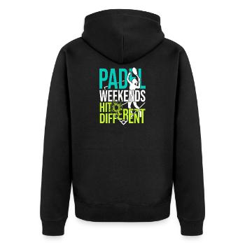 Padel-mädchen Padel-spieler Padel-tennis-geschenk - Unisex Premium Bio Zip Hoodie - Schwarz - Hinten - Nico (187cm)