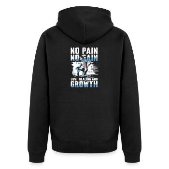  No Pain No Gain Just Healing And Growth - Unisex Premium Bio Zip Hoodie - Schwarz - Hinten - Nico (187cm)