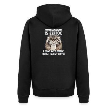Grim Pallas Cat Coffee Motif | Manul Fan - Unisex Premium Organic Zip Hoodie - black - Back - Nico (187cm)