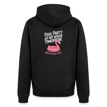 Poolparty Bring The Pool Sommer Pool Party Spruch - Unisex Premium Bio Zip Hoodie - Schwarz - Hinten - Nico (187cm)