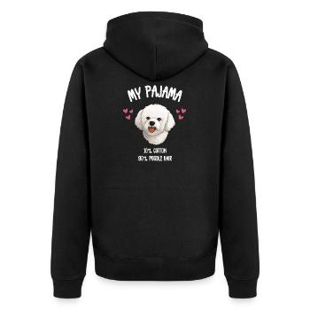 Lustige Pudelhund-Pyjamas - Unisex Premium Bio Zip Hoodie - Schwarz - Hinten - Nico (187cm)