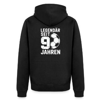 Geburtstag 9 Jahre Fussball - Unisex Premium Bio Zip Hoodie - Schwarz - Hinten - Nico (187cm)