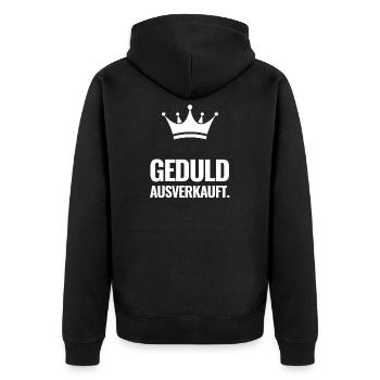 Geduld Ausverkauft Krone - Unisex Premium Bio Zip Hoodie - Schwarz - Hinten - Nico (187cm)