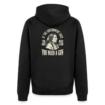 Quand le gouvernement parle, il faut une arme - Veste à capuche bio Premium Unisexe - noir - Dos - Nico (187cm)