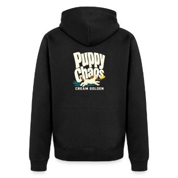 Puppy Chaos Cream Golden Retriever Dog Lover - Unisex Premium Organic Zip Hoodie - black - Back - Nico (187cm)
