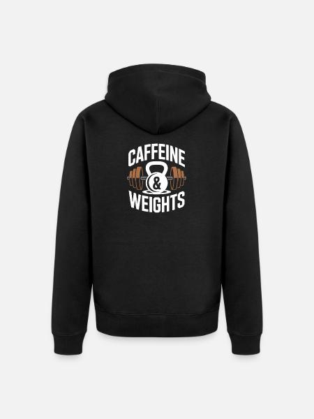 Krafttraining Caffeine & Weights Bodybuilding Gym - Unisex Premium Bio Zip Hoodie - Schwarz
