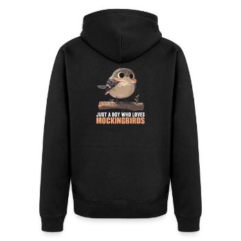 Spottdrosseln Spottdrossel - Unisex Premium Bio Zip Hoodie - Schwarz - Hinten - Nico (187cm)