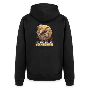 Spottdrosseln Spottdrossel - Unisex Premium Bio Zip Hoodie - Schwarz - Hinten - Nico (187cm)
