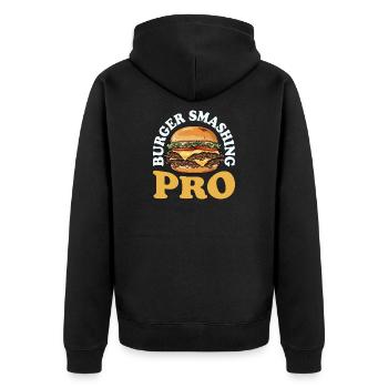 Burger Smasher Pro - Unisex Premium Organic Zip Hoodie - black - Back - Nico (187cm)