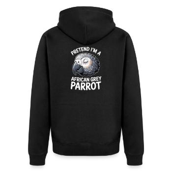 Grey Parrot Sayings Funny Grey Parrot Gift - Unisex Premium Organic Zip Hoodie - black - Back - Nico (187cm)