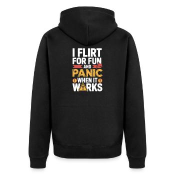 I Flirt For Fun Panic When It Works Flirten Single - Unisex Premium Organic Zip Hoodie - black - Back - Nico (187cm)