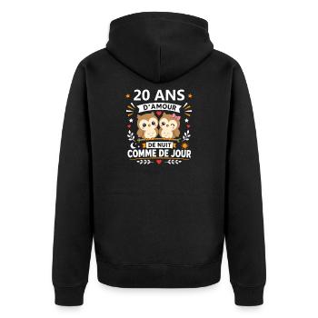 20 Ans d'Amour : Nuit et Jour - Veste à capuche bio Premium Unisexe - noir - Dos - Nico (187cm)