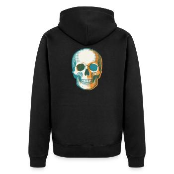 Retro Pop Skull - Unisex Premium Organic Zip Hoodie - black - Back - Nico (187cm)