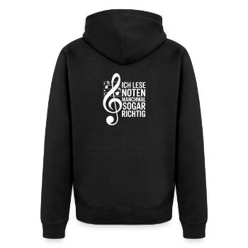 Musiker - Ich lese Noten manchmal sogar richtig - Unisex Premium Bio Zip Hoodie - Schwarz - Hinten - Nico (187cm)