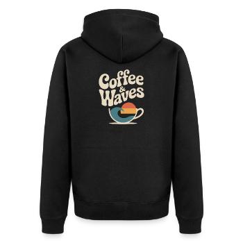 Coffee Waves Surfing Coffee & Waves Surfer Beach - Unisex Premium Organic Zip Hoodie - black - Back - Nico (187cm)