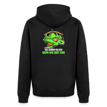 Schildkörten Wandergruppe Wander Bergsteiger - Unisex Premium Bio Zip Hoodie - Schwarz - Hinten - Nico (187cm)