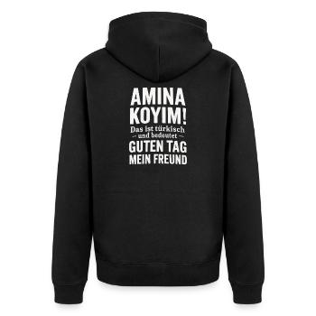 Türkischer Gruß Guten Tag Freund - Unisex Premium Bio Zip Hoodie - Schwarz - Hinten - Nico (187cm)