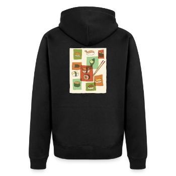 Sushi Mid-Century Pop Art - Unisex Premium Organic Zip Hoodie - black - Back - Nico (187cm)