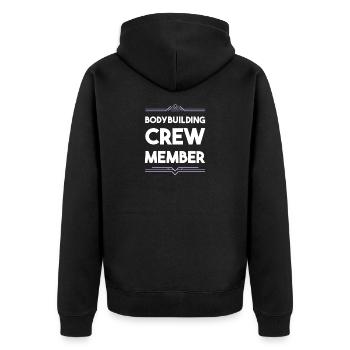 Bodybuilding Crew - Unisex Premium Bio Zip Hoodie - Schwarz - Hinten - Nico (187cm)