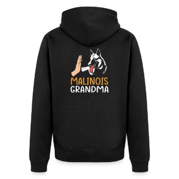 Belgian Malinois - Unisex Premium Organic Zip Hoodie - black - Back - Nico (187cm)