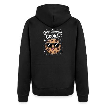 One Smart Cookie - Schlauer Keks mit Brille - Unisex Premium Bio Zip Hoodie - Schwarz - Hinten - Nico (187cm)