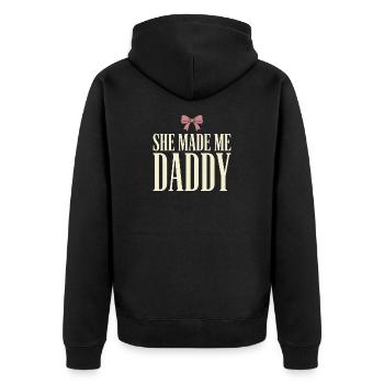 Premier cadeau de fête des pères pour la fille, papa - Veste à capuche bio Premium Unisexe - noir - Dos - Nico (187cm)