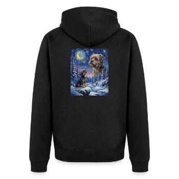 Howling to the Moon Meme Animal Dog Monkey Pinscher - Unisex Premium Organic Zip Hoodie - black - Back - Nico (187cm)
