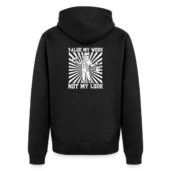 Peintre en bâtiment, créations hilarantes, cadeaux uniques - Veste à capuche bio Premium Unisexe - noir - Dos - Nico (187cm)