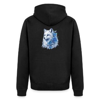 Loup de glace aux roses bleues - Veste à capuche bio Premium Unisexe - noir - Dos - Nico (187cm)