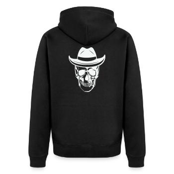 Skull with sunglasses - Unisex Premium Organic Zip Hoodie - black - Back - Nico (187cm)