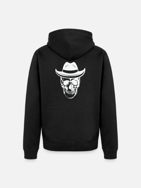 Skull with sunglasses - Unisex Premium Organic Zip Hoodie - black