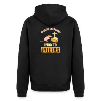 Ratte Hausratte Rattenbesitzer Rattenliebhaber - Unisex Premium Bio Zip Hoodie - Schwarz - Hinten - Nico (187cm)