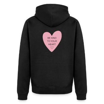 Be Kind Heart | Self-Care Design - Unisex Premium Organic Zip Hoodie - black - Back - Nico (187cm)