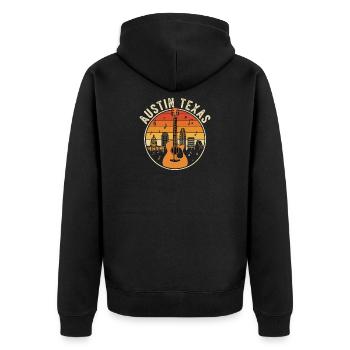 Austin Texas Guitars Sunset - Unisex Premium Organic Zip Hoodie - black - Back - Nico (187cm)