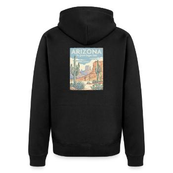 Arizona Desert Retro Poster - Unisex Premium Organic Zip Hoodie - black - Back - Nico (187cm)