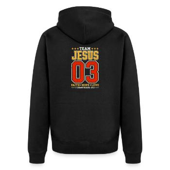 Équipe Jésus 03 Foi Espoir Amour - Veste à capuche bio Premium Unisexe - noir - Dos - Nico (187cm)