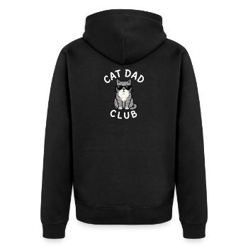 Katzen-Papa-Club – Lustige Katzen-Papas für Männer - Unisex Premium Bio Zip Hoodie - Schwarz - Hinten - Nico (187cm)