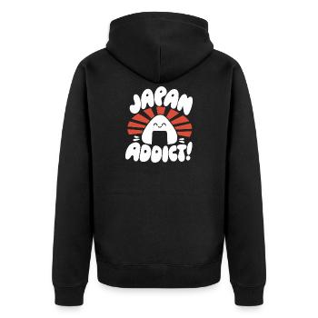 Japan Addict Kawaii Onigiri - Unisex Premium Organic Zip Hoodie - black - Back - Nico (187cm)