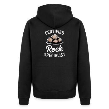 Steine Sprüche Stein Lustiges Steine Geschenk - Unisex Premium Bio Zip Hoodie - Schwarz - Hinten - Nico (187cm)
