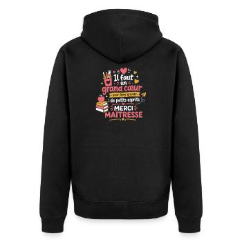 Grand cœur maîtresse merci - Veste à capuche bio Premium Unisexe - noir - Dos - Nico (187cm)