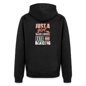 Einfach ein Mädchen, das Ratten und Tanzen liebt - Unisex Premium Bio Zip Hoodie - Schwarz - Hinten - Nico (187cm)