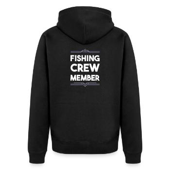 Fishing Crew - Unisex Premium Organic Zip Hoodie - black - Back - Nico (187cm)