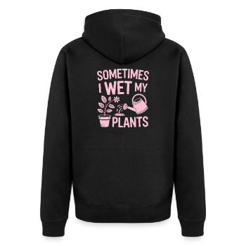 Zimmerpflanzen Sprüche Lustiges Blumen Geschenk - Unisex Premium Bio Zip Hoodie - Schwarz - Hinten - Nico (187cm)