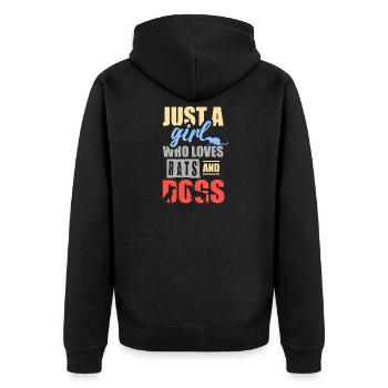 Simplement une fille qui aime les rats et les chiens - Veste à capuche bio Premium Unisexe - noir - Dos - Nico (187cm)