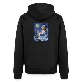 Chien Hurlant à la Lune Berger Australien - Veste à capuche bio Premium Unisexe - noir - Dos - Nico (187cm)