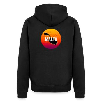 The map of Malta island retro sunset - Unisex Premium Organic Zip Hoodie - black - Back - Nico (187cm)