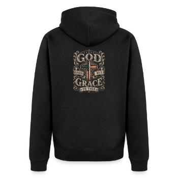 God's Grace Cross Design - Unisex Premium Organic Zip Hoodie - black - Back - Nico (187cm)