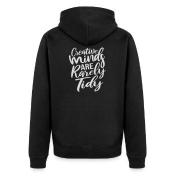 Creative Minds Are Rarely Tidy Funny Creative Logo - Unisex Premium Organic Zip Hoodie - black - Back - Nico (187cm)